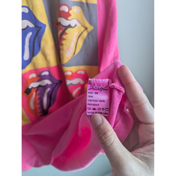 Madeworn tee size XS Rolling Stones '89 multi tongue hot pink‎ distressed RARE - Picture 7 of 9
